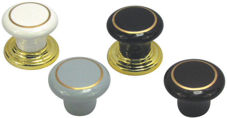 Robustline Cupboard Handles & Knobs Knobs Ceramic Knobs With Gold Ring 101 ; 102 ; 103 Cabinet Furniture Knob